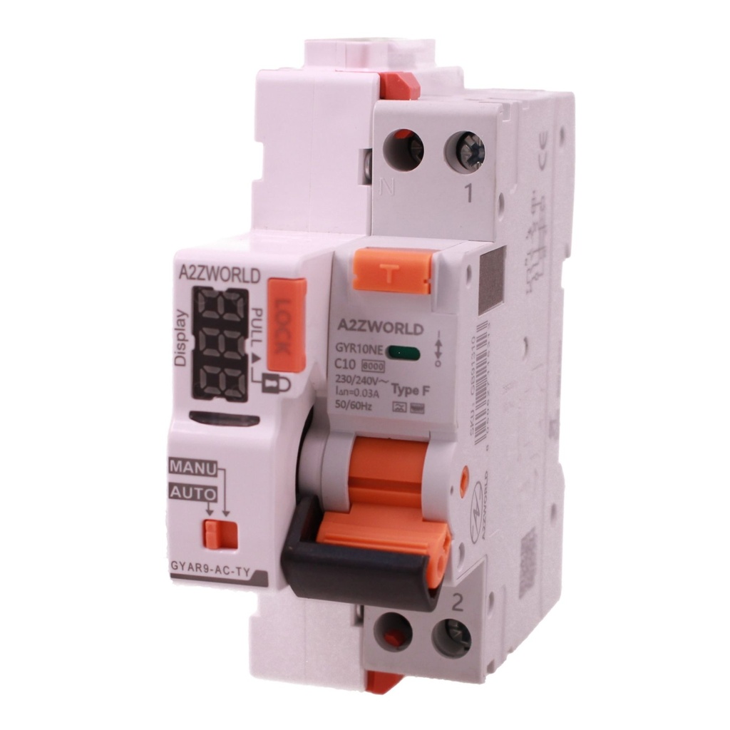 RCBO Interruttore Magnetotermico Differenziale Tipo F WIFI Con Riarmo Automatico, Curva C 1P+N 2M 6000A 30mA AC 230V IP20, Corrente Disponibili 6A 10A 16A 20A 25A 32A 40A - GB91310RW