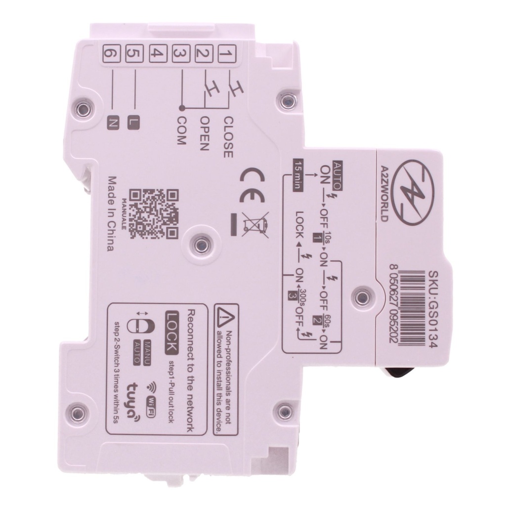 RCBO Interruttore Magnetotermico Differenziale Tipo F WIFI Con Riarmo Automatico, Curva C 1P+N 2M 6000A 30mA AC 230V IP20, Corrente Disponibili 6A 10A 16A 20A 25A 32A 40A - GB91310RW