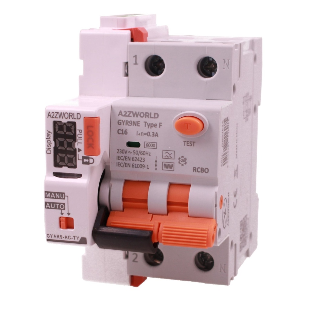 RCBO Interruttore Magnetotermico Differenziale Tipo F WIFI Con Riarmo Automatico, Curva C 1P+N 3M 6000A 300mA/0.3A, Corrente Disponibili 16A 20A 25A 32A - GB92616RW