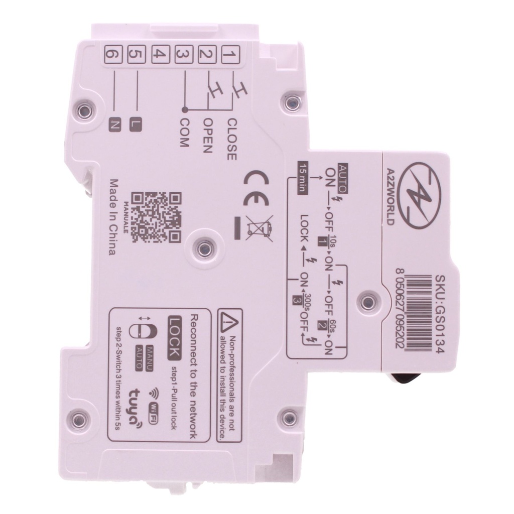 RCBO Interruttore Magnetotermico Differenziale Tipo F WIFI Con Riarmo Automatico, Curva C 1P+N 3M 6000A 300mA/0.3A, Corrente Disponibili 16A 20A 25A 32A - GB92616RW
