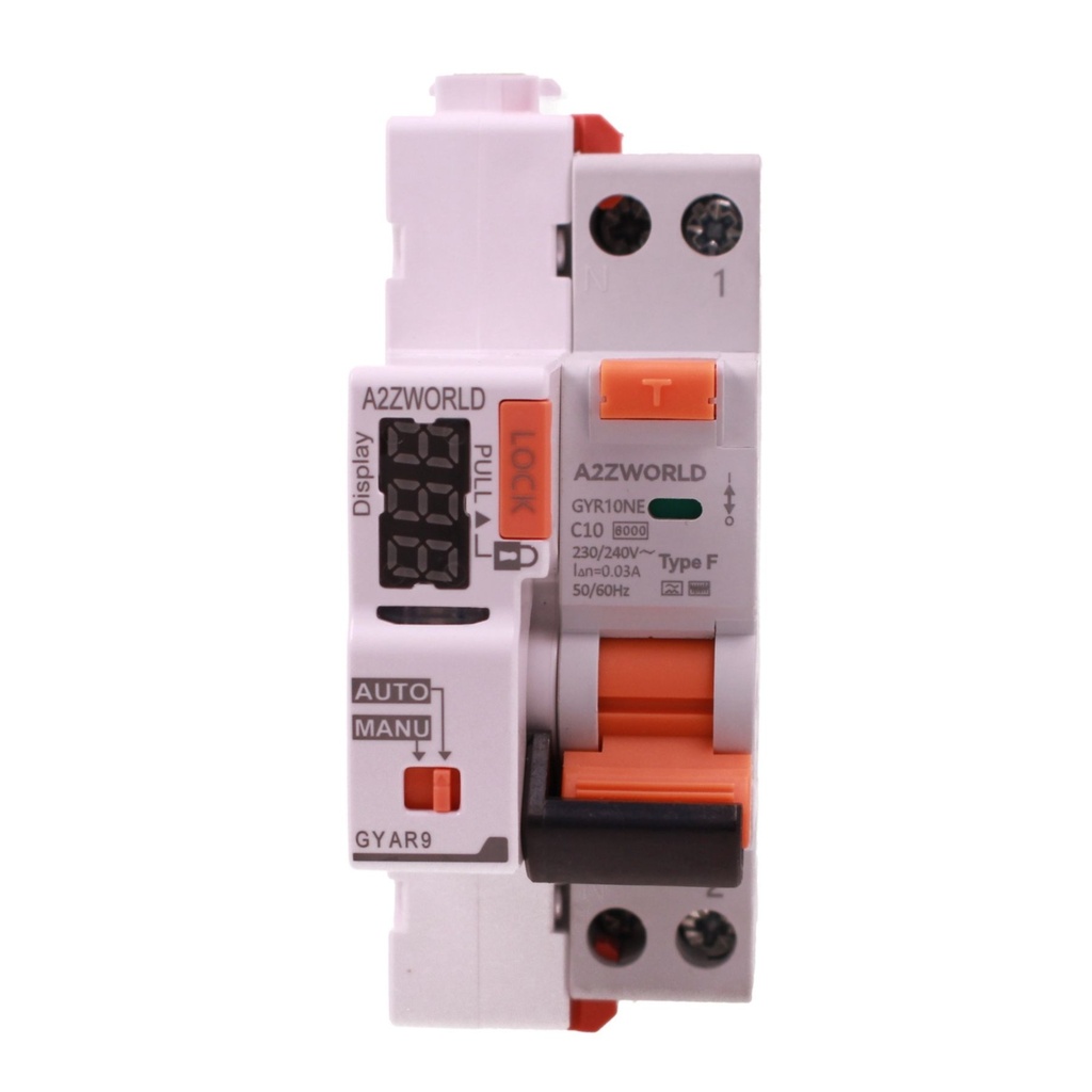RCBO Interruttore Magnetotermico Differenziale Tipo F con Riarmo Automatico, Curva C 1P+N 2M 6000A 30mA AC 230V IP20, Corrente Disponibili 6A 10A 16A 20A 25A 32A 40A - GB91310RA