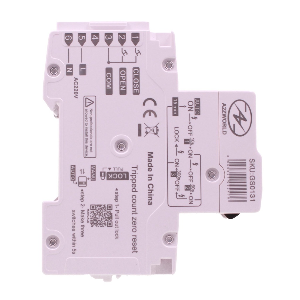 RCBO Interruttore Magnetotermico Differenziale Tipo F con Riarmo Automatico, Curva C 1P+N 3M 6000A 300mA/0.3A, Corrente Disponibili 16A 20A 25A 32A - GB92616RA