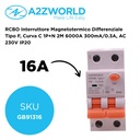 RCBO Interruttore Magnetotermico Differenziale Tipo F, Curva C 1P+N 2M 6000A 300mA/0.3A, AC 230V IP20 Corrente Disponibili 16A 20A 25A 32A - GB92616