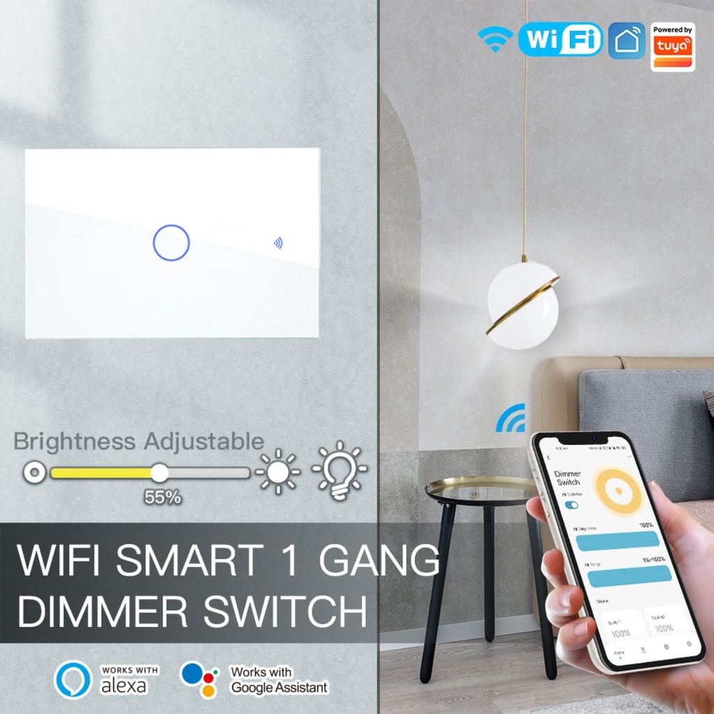 A2ZWORLD Interruttore Da Incasso Scatola 503, Touch Bianco, WIFI 2.4G Matter, TUYA, Smart Life,Apple Home, Google Home, Alexa, SmartThings, 10A, AC 90-250V, 50/60HZ, 120X72X38mm, IP20,Disponibili 1,2,3 Tasti - MMC7851W