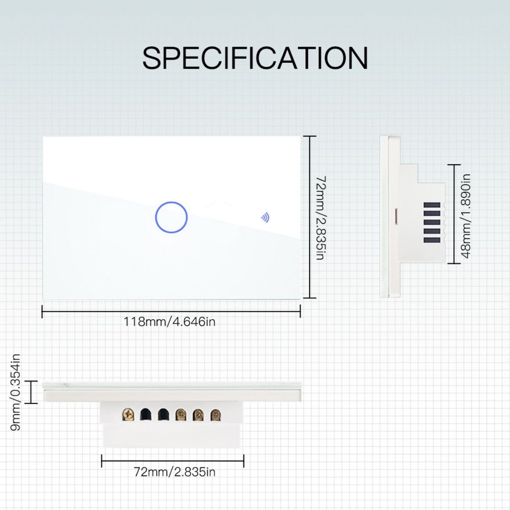 A2ZWORLD Interruttore Da Incasso Scatola 503, Touch Bianco, WIFI 2.4G Matter, TUYA, Smart Life,Apple Home, Google Home, Alexa, SmartThings, 10A, AC 90-250V, 50/60HZ, 120X72X38mm, IP20,Disponibili 1,2,3 Tasti - MMC7851W