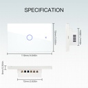 A2ZWORLD Interruttore Da Incasso Scatola 503, Touch Bianco, WIFI 2.4G Matter, TUYA, Smart Life,Apple Home, Google Home, Alexa, SmartThings, 10A, AC 90-250V, 50/60HZ, 120X72X38mm, IP20,Disponibili 1,2,3 Tasti - MMC7851W