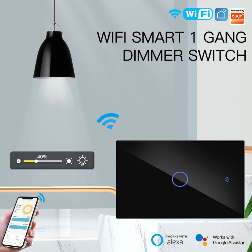 A2ZWORLD Interruttore Da Incasso Scatola 503, Touch Nero, WIFI 2.4G Matter, TUYA, Smart Life,Apple Home, Google Home, Alexa, SmartThings, 10A, AC 90-250V, 50/60HZ, 120X72X38mm, IP20,Disponibili 1,2,3 Tasti - MMC7851B