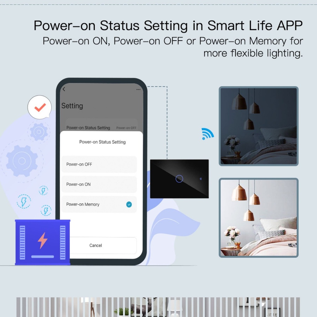 A2ZWORLD Interruttore Da Incasso Scatola 503, Touch Nero, WIFI 2.4G Matter, TUYA, Smart Life,Apple Home, Google Home, Alexa, SmartThings, 10A, AC 90-250V, 50/60HZ, 120X72X38mm, IP20,Disponibili 1,2,3 Tasti - MMC7851B
