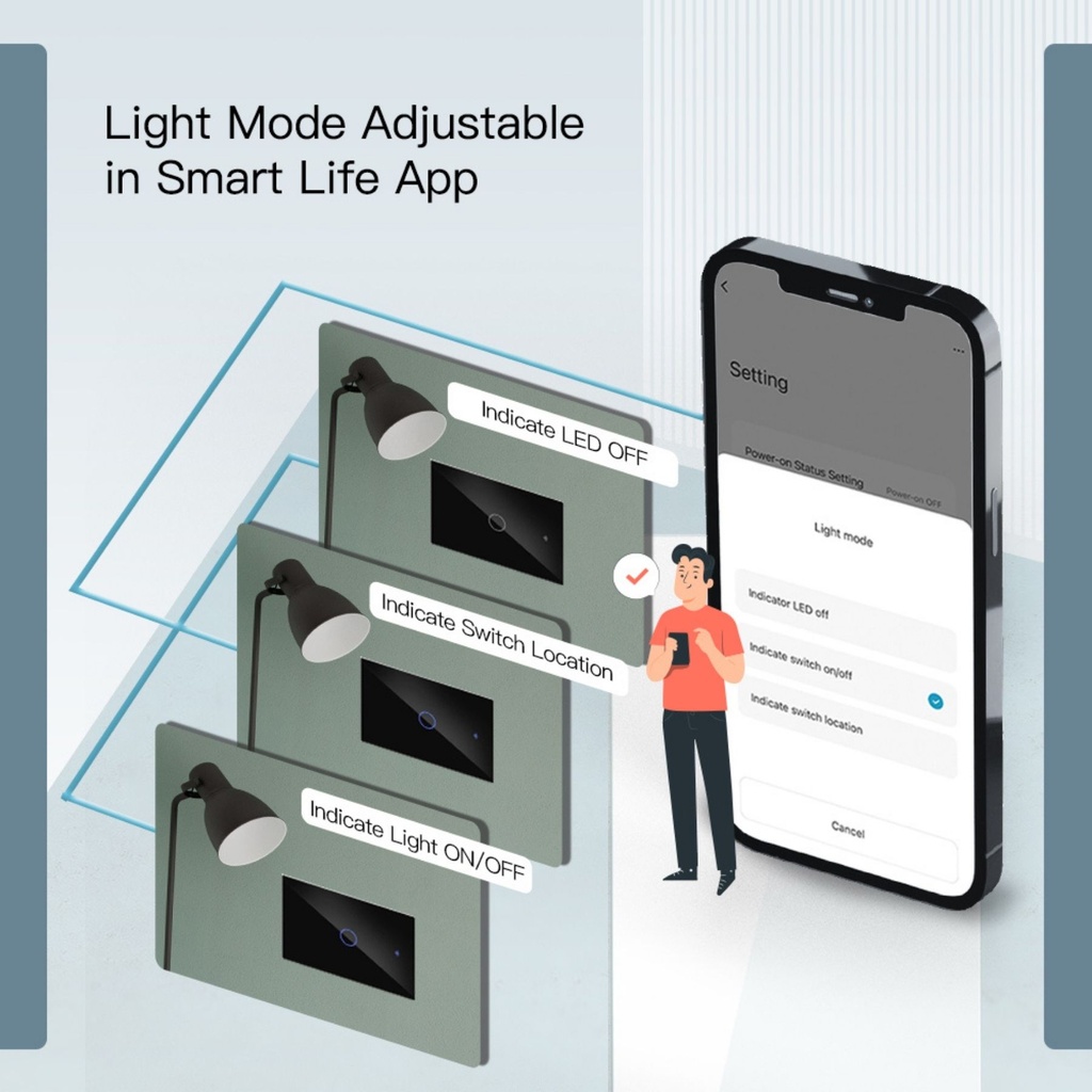 A2ZWORLD Interruttore Da Incasso Scatola 503, Touch Nero, WIFI 2.4G Matter, TUYA, Smart Life,Apple Home, Google Home, Alexa, SmartThings, 10A, AC 90-250V, 50/60HZ, 120X72X38mm, IP20,Disponibili 1,2,3 Tasti - MMC7851B
