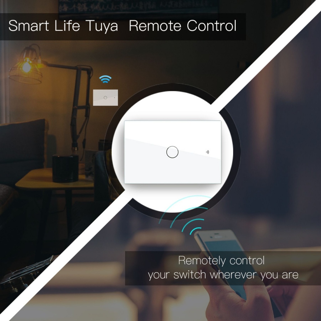 A2ZWORLD Interruttore Da Scatola 503, Touch Bianco, WIFI 2.4G+BLE+RF 433MHz, Bluetooth BLE Mesh, TUYA Smart Life, 220V 10A, 120X72X38mm Per Scatola 503, IP20,Disponibili 1,2,3 Tasti - MMC7951W