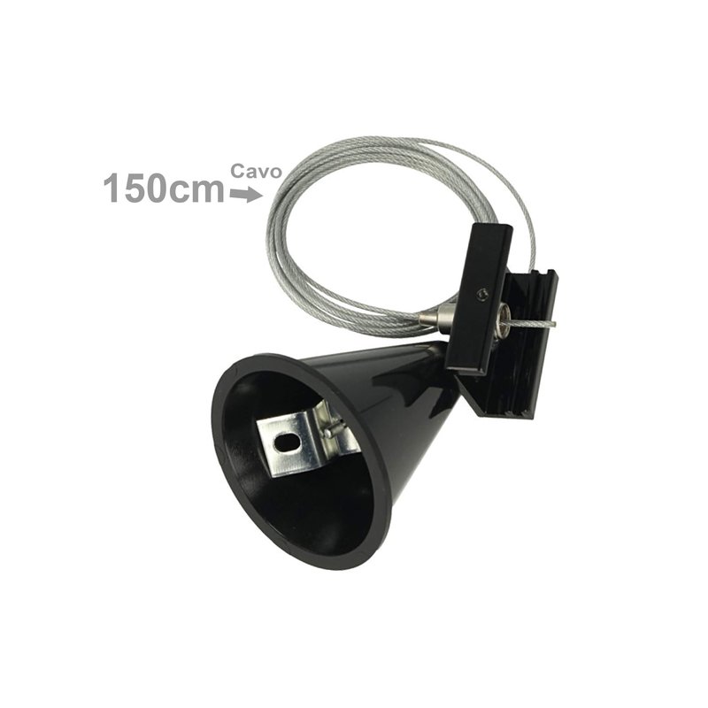 Kit Cavo Sospensione Per Binario Trifase Colore Nero Filo Da 150cm Per Un Lato CB40203