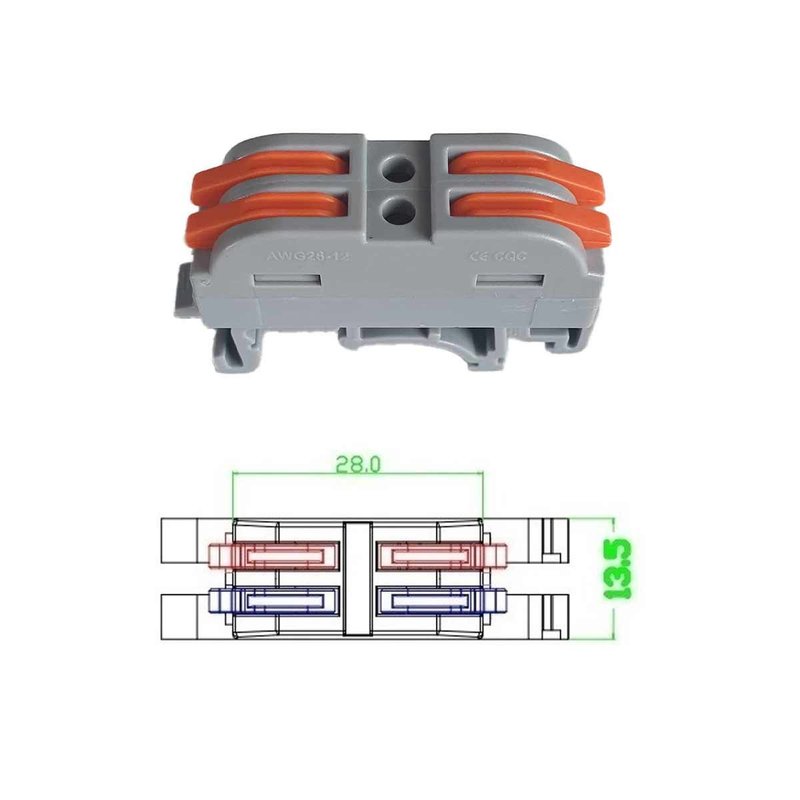 10 Connettori Veloce da Guida DIN Morsettiera Leva Cavo Connettore Bilaterale 2P 3P 5P 10P - XY2402X