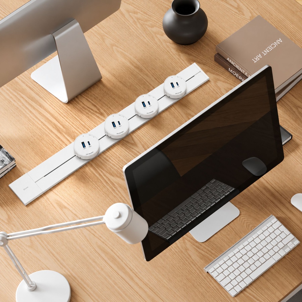 Presa USB-A + USB-C PD 20W Per Multipresa Da Binario, 5V 3A 9V 2.22A 12V 1.67A - GN-GS4Q20WR-W