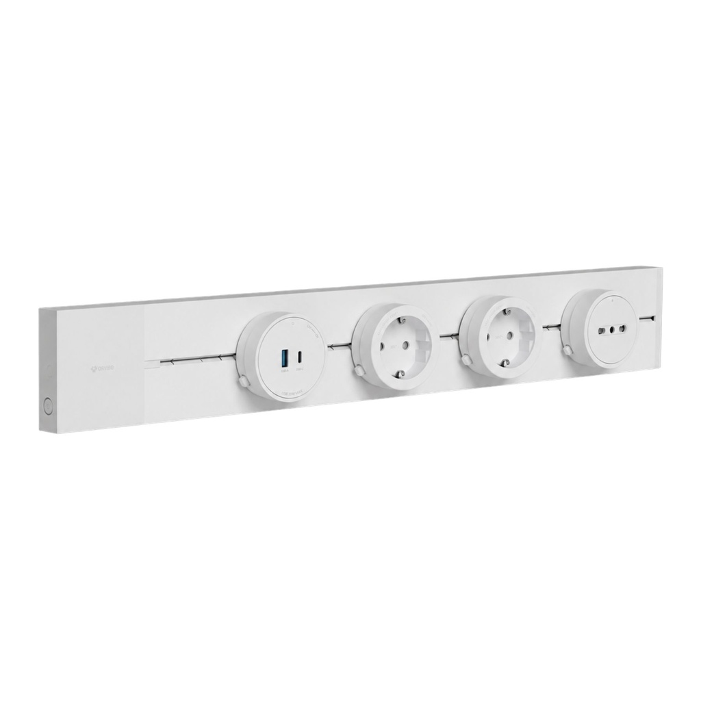 Sistema di Alimentazione a Binario Elettrificato, Multipresa Modulare da Parete, Binario 750mm 230V 32A Max 7360W - GN-GB40E-750-W