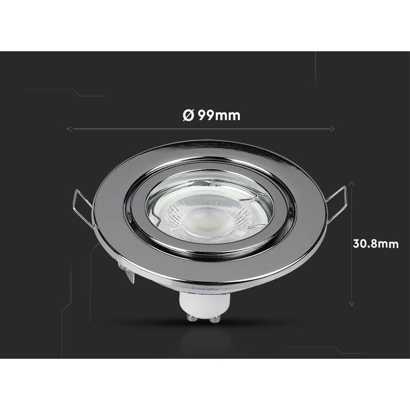Porta Faretto Led GU10 MR16 Rotondo Con Molla Colore Cromato Orientabile Spotlight Fitting SKU-3471
