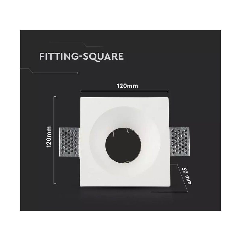 Portafaretto Lampada Led GU10 Da Incasso A Scomparsa Corpo Quadrato 120X120mm In Gesso Bianco Verniciabile SKU-3641