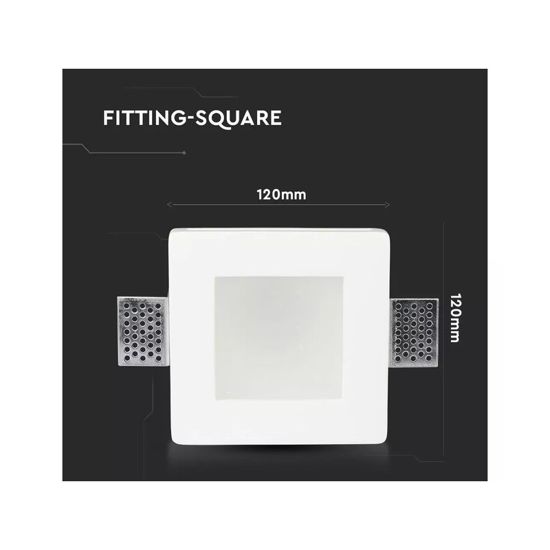 Portafaretto Da Incasso A Scomparsa Corpo Quadrato In Gesso Vetro Satinata Portalampada GU10 Incluso SKU-3691
