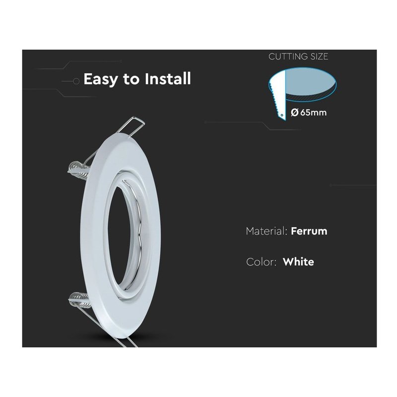 2 PZ Porta Faretti Led GU10 MR16 Rotondo Orientabile Con Molla Colore Bianco SKU-8938