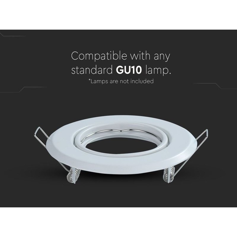 2 PZ Porta Faretti Led GU10 MR16 Rotondo Orientabile Con Molla Colore Bianco SKU-8938