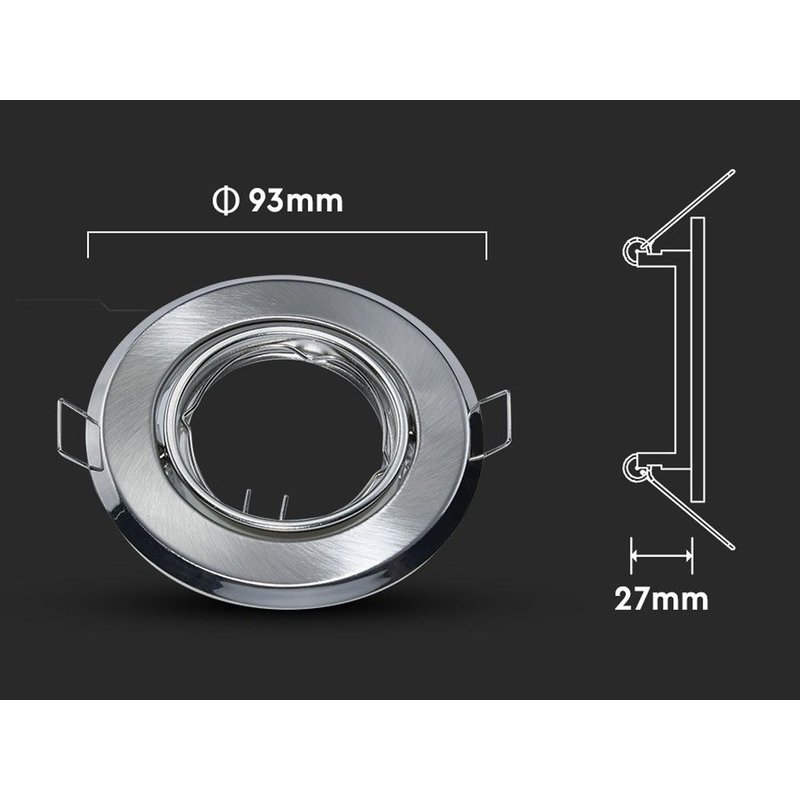 2 PZ Porta Faretti Led GU10 MR16 Rotondo Orientabile Con Molla Colore Nichel Satinato SKU-8939