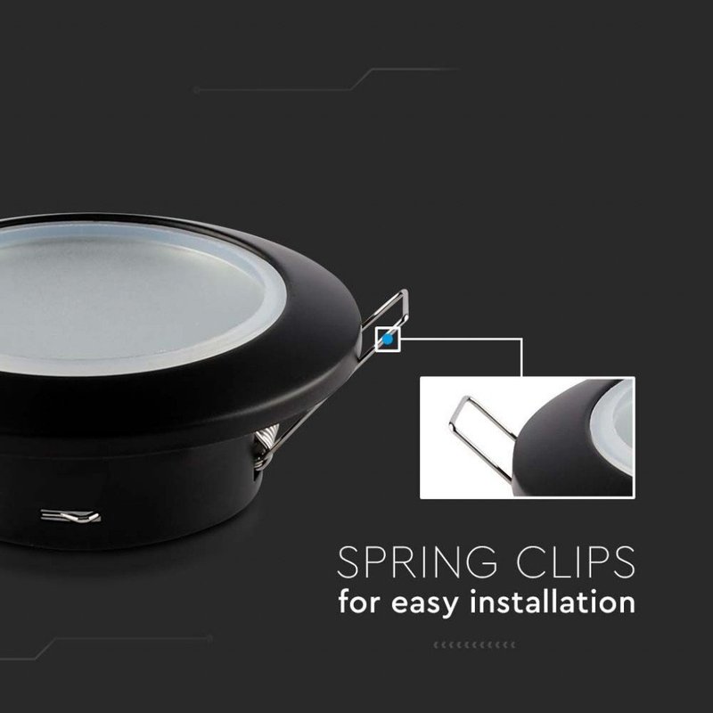 Porta Faretto Led Da Incasso Rotondo Colore Nero Impermeabile IP44 Foro 70mm Per Faretti Led GU10 MR16 SKU-6699