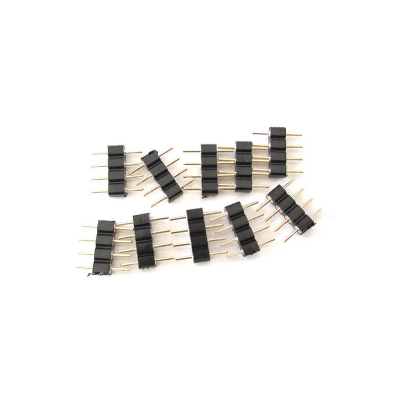 10 PZ Spina Colore Nero Maschio 4 Pin Per Connessione Striscia Led RGB Centralina Controller RGB