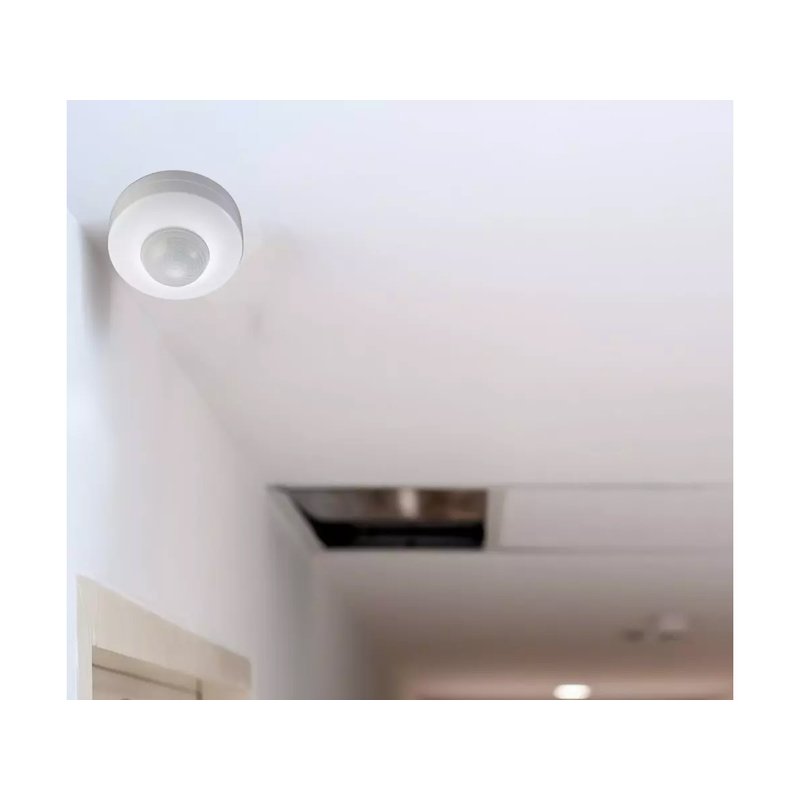 Sensore di Movimento a Infrarossi e Crepuscolare 360 Gradi Montaggio a Plafone Carcassa Bianca IP20 Manual Override SKU-1355
