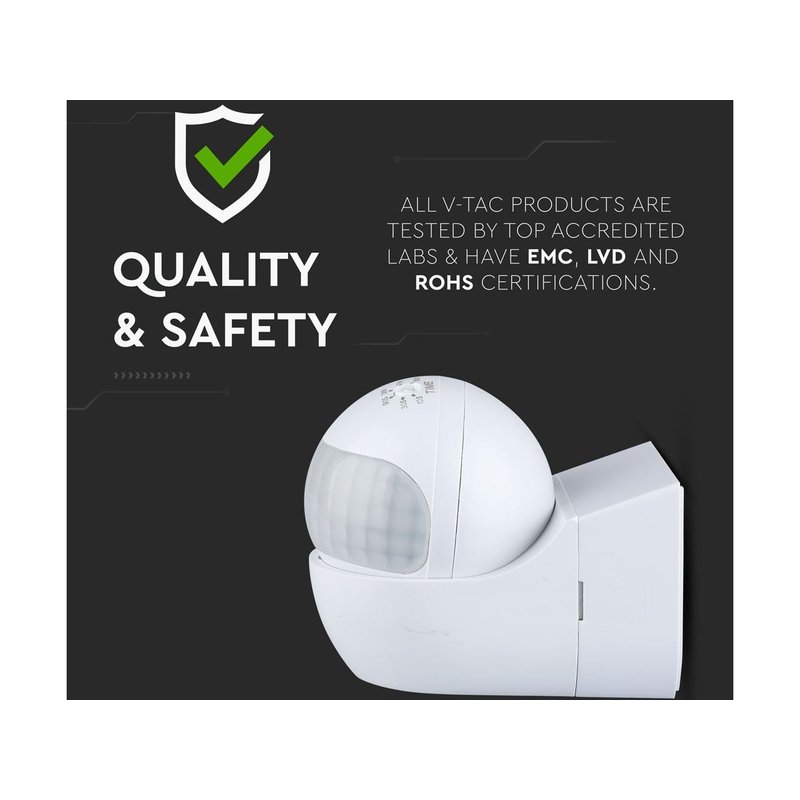 Sensore di Movimento a Infrarossi e Crepuscolare Montaggio a Parete Muro Carcassa Bianca Testa Orientabile 180 Gradi IP44 SKU-5088