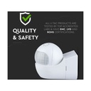 Sensore di Movimento a Infrarossi e Crepuscolare Montaggio a Parete Muro Carcassa Bianca Testa Orientabile 180 Gradi IP44 SKU-5088