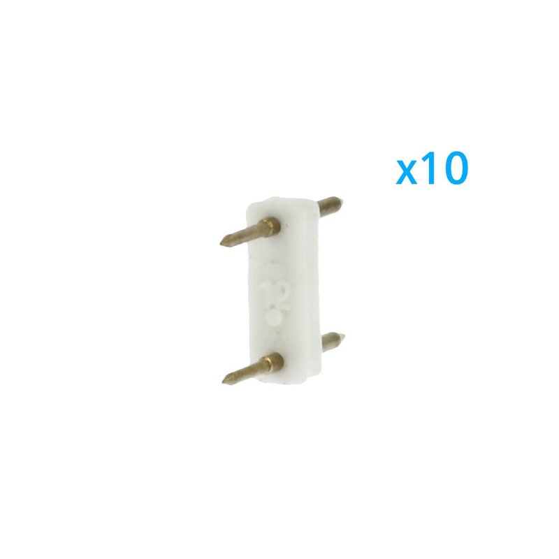 10 PZ Spina Da 2 Pin Passo 12mm Per Connessione Bobina Striscia Led Mono Colore Da 220V Con Alimentatore Trasformatore Raddrizzatore