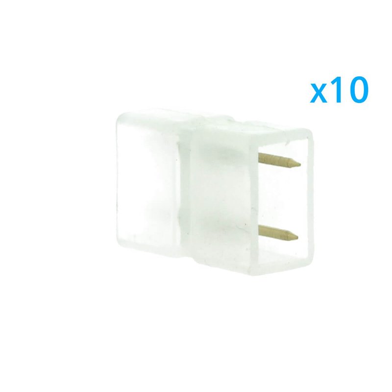 10 PZ Connettore Da 2 Pin Passo 9mm Per Unire e Allungare Bobina Led 220V Mono Colore