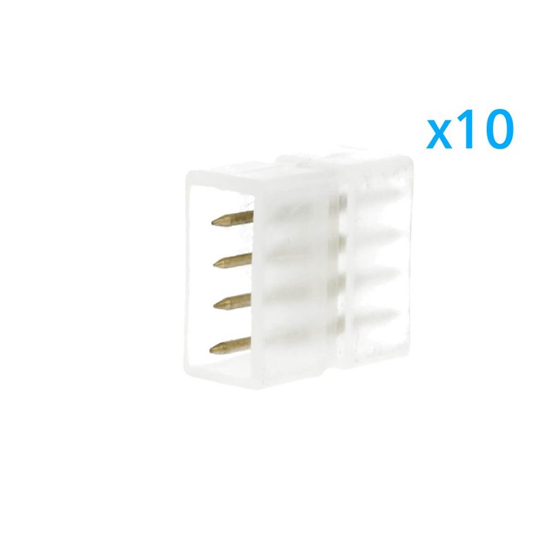 10 PZ Connettore Da 4 Pin RGB Passo 13,5mm Per Unire e Allungare Bobina Led RGB 220V