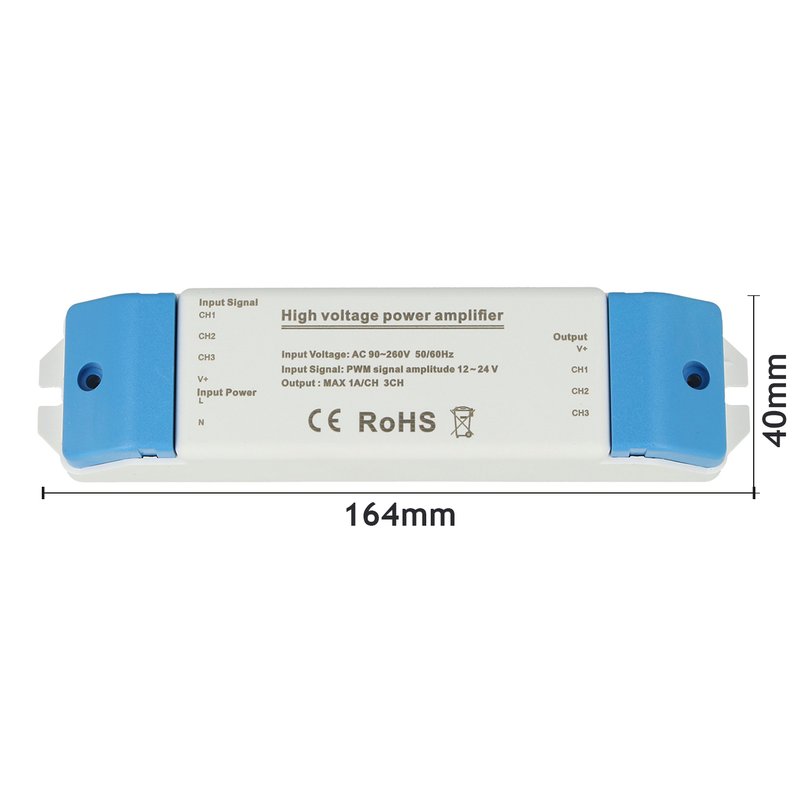 Amplificatore Led RGB e Mono Colore 220V 3X2A Per Striscia Led Alta Tensione Compatibile Con Centralina 12V 24V