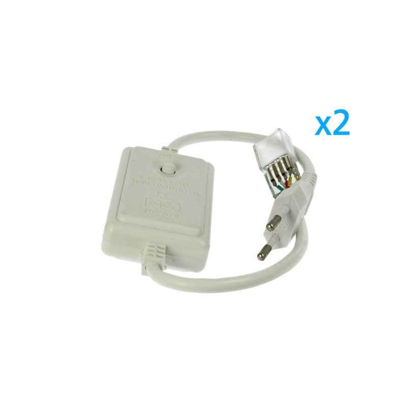 2 PZ Spina Alimentatore Trasformatore Raddrizzatore 4 Pin Passo 9mm Per Bobina Led RGB 220V Con Bottone Interruttore Mini Controller 8 Programmi