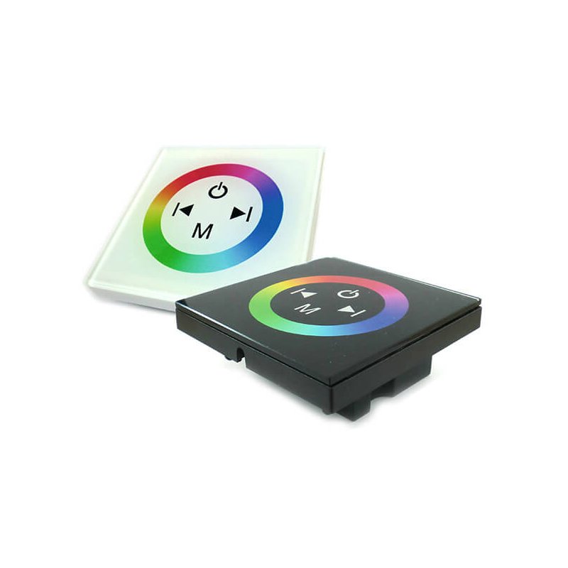 Centralina RGB Led Kit Controller Touch Panel Full Color Da Incasso Quadrata 12V 144W Sfondo Bianco TM08
