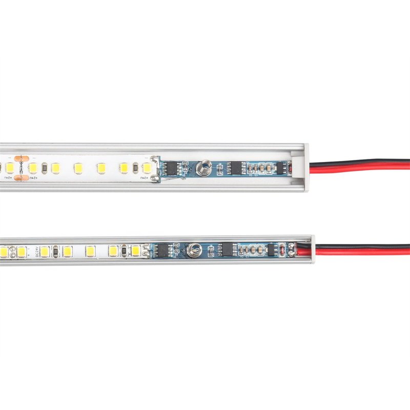 Mini Interruttore Led Dimmer Touch Slim Tagliabile Per Profilo Alluminio da 6mm fino 12mm Con Led Blu 12V 24V 4A