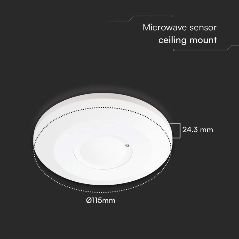 Sensore di Movimento a Microonde 1000W Rilevamento a 360° Montaggio a Plafone SKU-23163