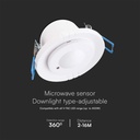 Sensore di Movimento a Microonde 300W 360° Orientabile Montaggio a Incasso Colore Bianco SKU-23165