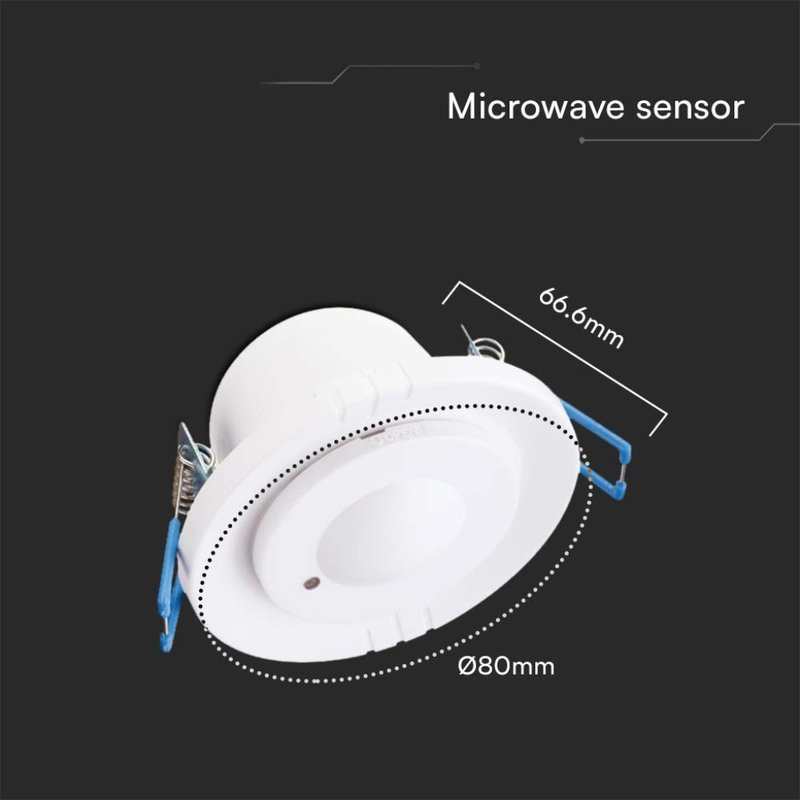 Sensore di Movimento a Microonde 300W 360° Orientabile Montaggio a Incasso Colore Bianco SKU-23165