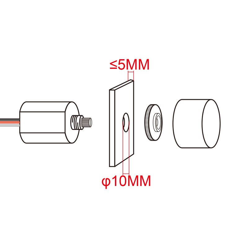 Micro Pulsante Illuminazione LED Regolabile Interruttore con Funzione Dimmer e Memoria Input 12V-24VDC Output 12-24VDC Corrente 4A Impermeabile IP65 30cm