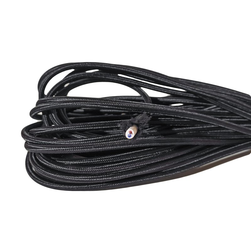 Cavo Elettrico Rivestito in Tessuto Colore Nero 2X0,75 Corda 1 Metro SKU-3778