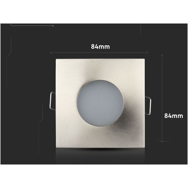 Porta Faretto Led GU10 MR16 Incasso Quadrato Colore Nichel Satinato Impermeabile IP54 SKU-3616