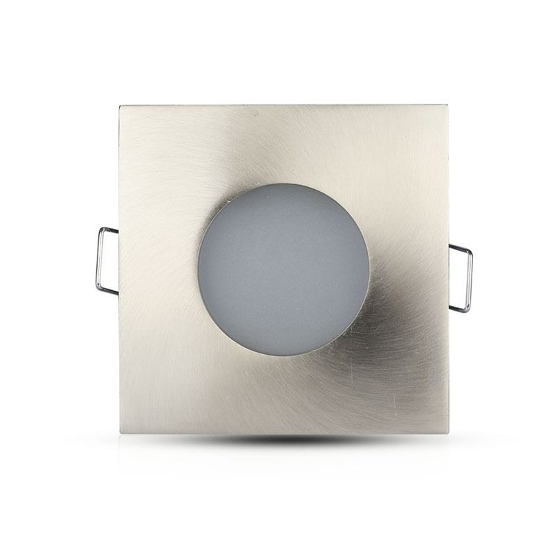 Porta Faretto Led GU10 MR16 Incasso Quadrato Colore Nichel Satinato Impermeabile IP54 SKU-3616