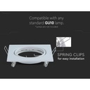 2 PZ Porta Faretti Led GU10 MR16 Quadrato Orientabile Con Molla Colore Bianco SKU-8941