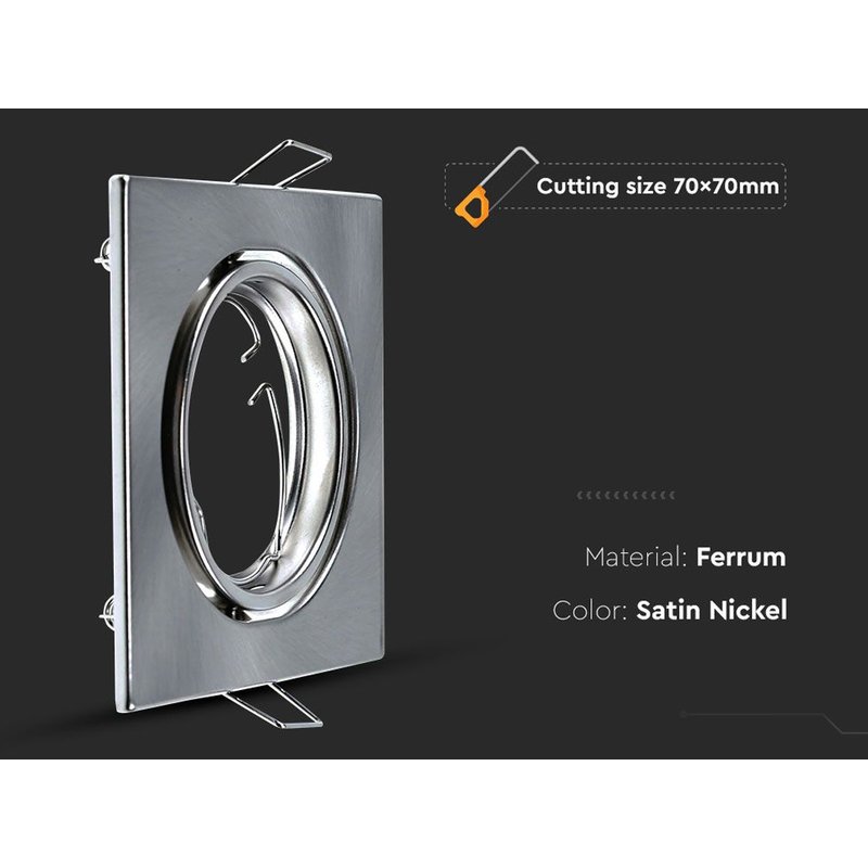 2 PZ Porta Faretti Led GU10 MR16 Quadrato Orientabile Con Molla Colore Nichel Satinato SKU-8942