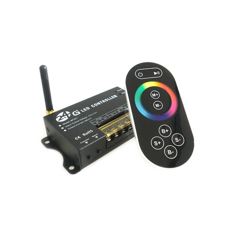Centralina RGB 2,4G Full Color Controller RF Wireless 12V 24V 24A Per Bobina Led RF201