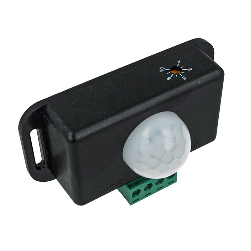 Sensore Di Movimento PIR Rilevatore Di Presenza 12V 24V 6A Colore Nero Timer Ritardo Regolabile Da 1 A 10 Minuti Per Striscia Led