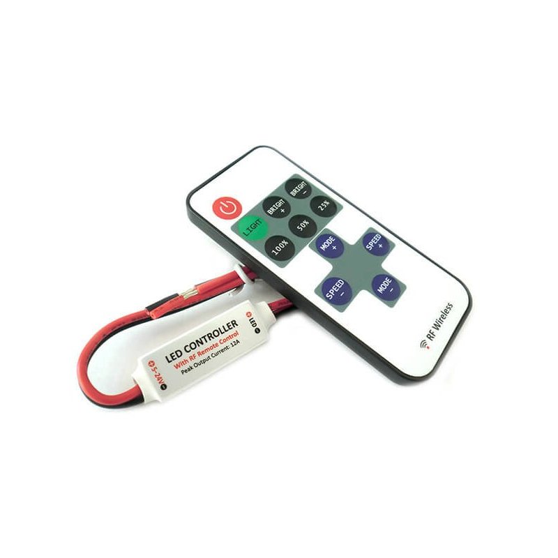 Mini Controller Bobina Led Mono Colore Dimmer Con Telecomando Wireless 12V 24V 72W RF101