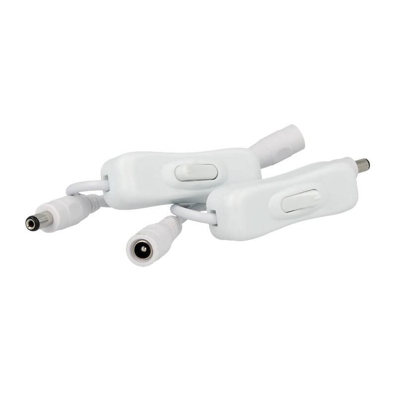 2 PZ Interruttore ON/OFF Colore Bianco Con Cavo Presa Femmina e Spina Maschio DC JACK 5,5mm x 2,1mm Per Alimentazione