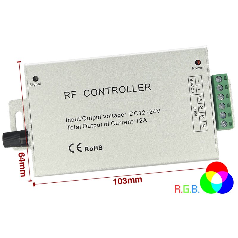 Centralina RF Audio Controller Strip Led RGB Cambio Colore A Ritmo Di Musica DC5V 12V 24V Frequenza 433MHz Telecomando Incluso